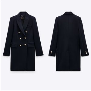 Zara double breasted coat with gold buttons